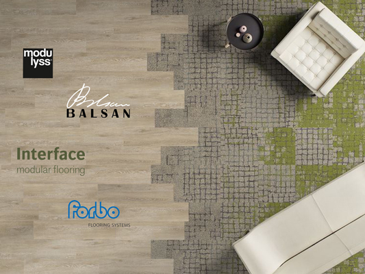 Vloerenmerken Modulyss, Balsan, Interface en Forbo