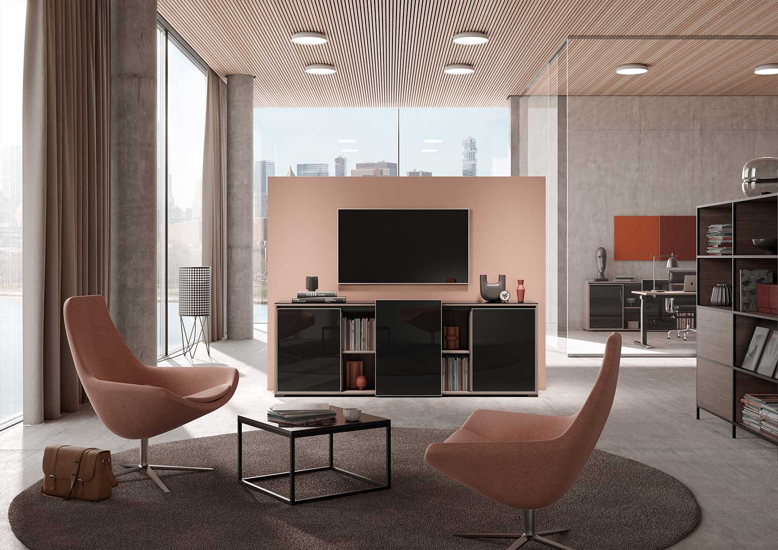 Greeploze systeemkast select met zwart glazen schuifdeuren Greeploze systeemkast select met zwart glazen schuifdeuren