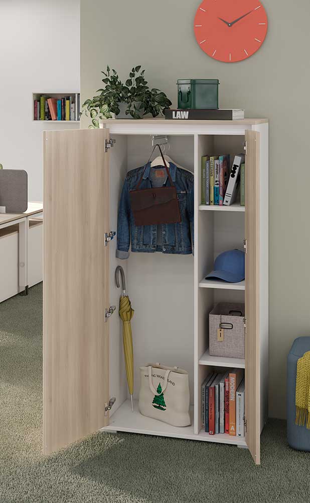 Modulekast Select als garderobekast met draaideuren Modulekast Select als garderobekast met draaideuren