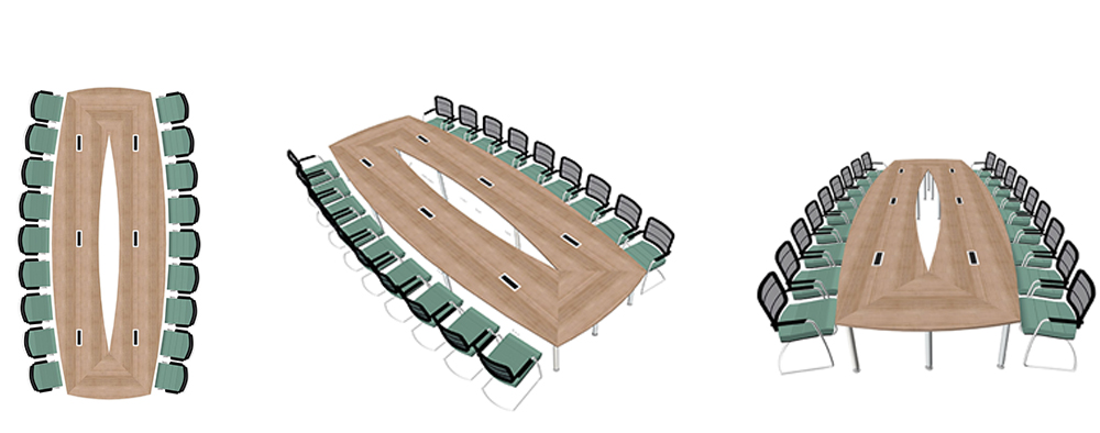 Maatwerk vergadertafels - Open tonvormige vergadertafel