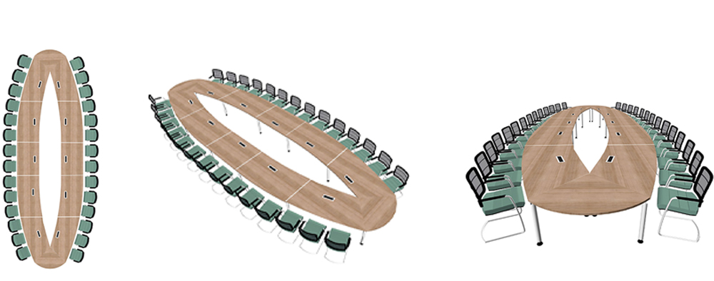 Maatwerk vergadertafels - Open ellips vergadertafel