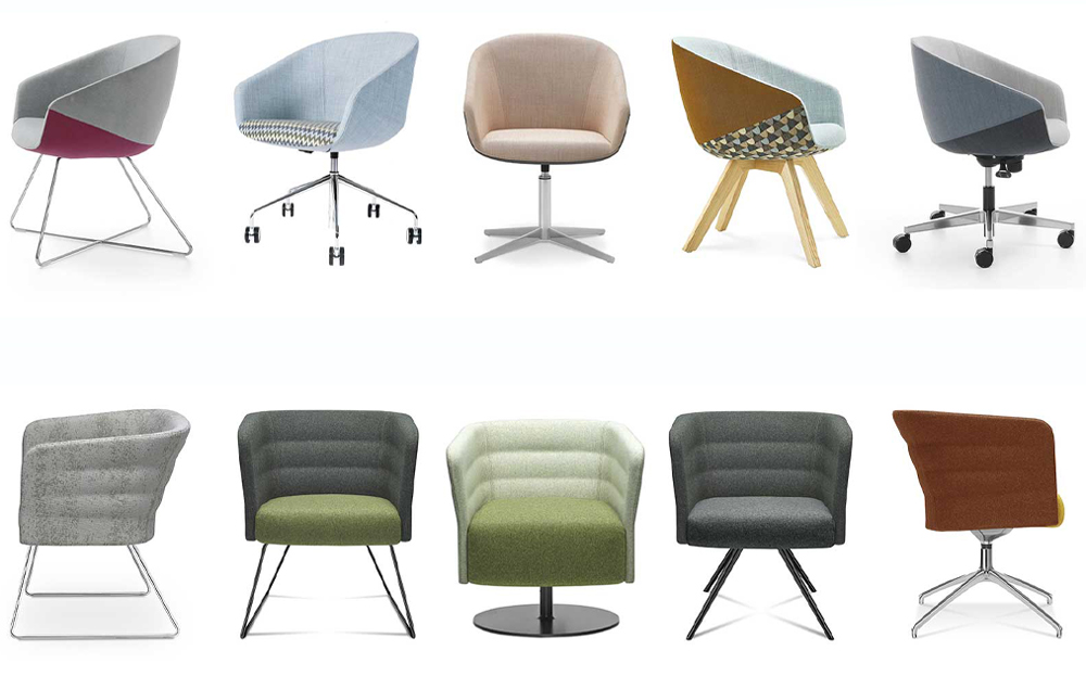 De opties van 2 modulaire fauteuils binnen ons assortiment De opties van 2 modulaire fauteuils binnen ons assortiment